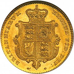 Large Reverse for Half Sovereign 1838 coin