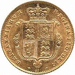 Large Reverse for Half Sovereign 1864 coin