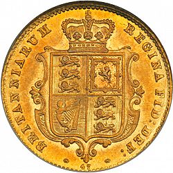 Large Reverse for Half Sovereign 1865 coin