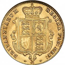 Large Reverse for Half Sovereign 1866 coin