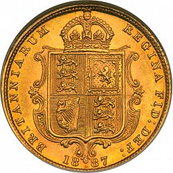 Large Reverse for Half Sovereign 1887 coin