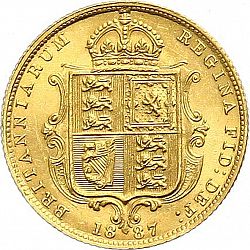 Large Reverse for Half Sovereign 1887 coin