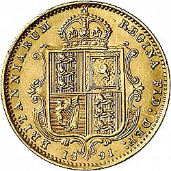 Large Reverse for Half Sovereign 1891 coin