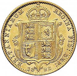 Large Reverse for Half Sovereign 1892 coin