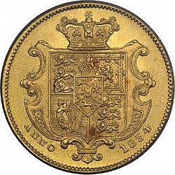 Large Reverse for Half Sovereign 1834 coin