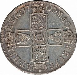 Large Reverse for Halfcrown 1707 coin