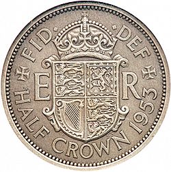 Large Reverse for Halfcrown 1953 coin