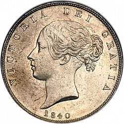 Large Obverse for Halfcrown 1840 coin