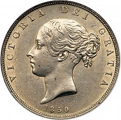 Large Obverse for Halfcrown 1850 coin