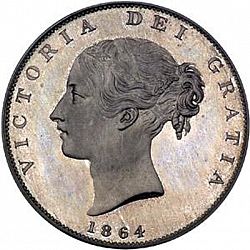 Large Obverse for Halfcrown 1864 coin