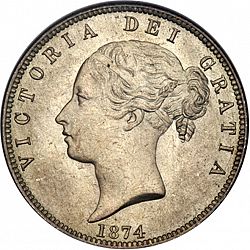 Large Obverse for Halfcrown 1874 coin