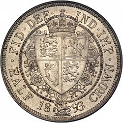 Large Reverse for Halfcrown 1893 coin