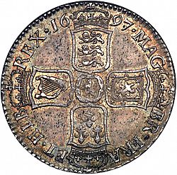 Large Reverse for Halfcrown 1697 coin