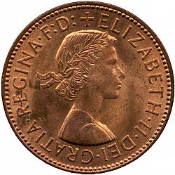Large Obverse for Halfpenny 1957 coin