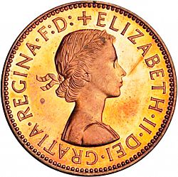 Large Obverse for Halfpenny 1958 coin
