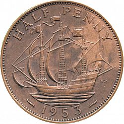 Large Reverse for Halfpenny 1953 coin
