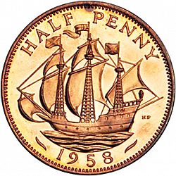 Large Reverse for Halfpenny 1958 coin