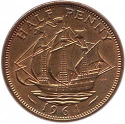 Large Reverse for Halfpenny 1964 coin