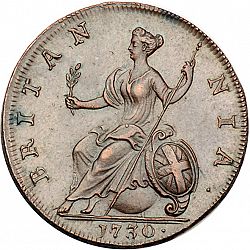 Large Reverse for Halfpenny 1730 coin