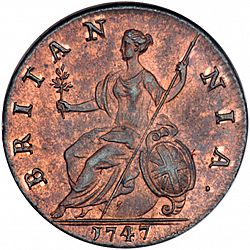 Large Reverse for Halfpenny 1747 coin
