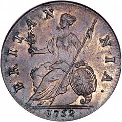 Large Reverse for Halfpenny 1752 coin