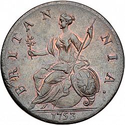 Large Reverse for Halfpenny 1753 coin