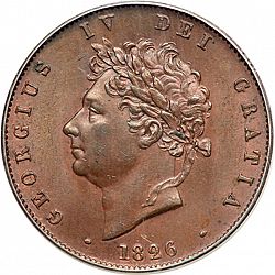 Large Obverse for Halfpenny 1826 coin