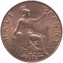 Large Reverse for Halfpenny 1918 coin