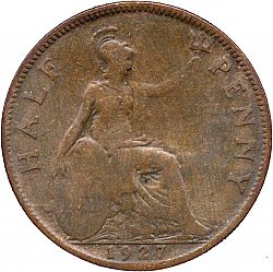Large Reverse for Halfpenny 1927 coin