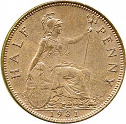 Large Reverse for Halfpenny 1931 coin