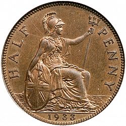 Large Reverse for Halfpenny 1933 coin