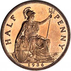 Large Reverse for Halfpenny 1936 coin