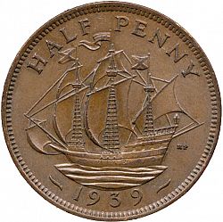 Large Reverse for Halfpenny 1939 coin