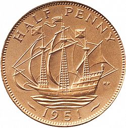 Large Reverse for Halfpenny 1951 coin