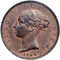 Large Obverse for Halfpenny 1844 coin