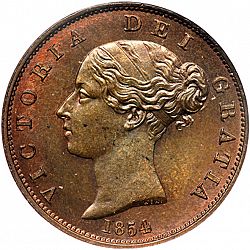 Large Obverse for Halfpenny 1854 coin
