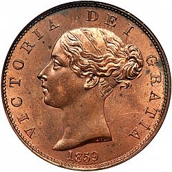 Large Obverse for Halfpenny 1859 coin