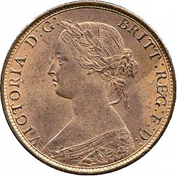 Large Obverse for Halfpenny 1865 coin