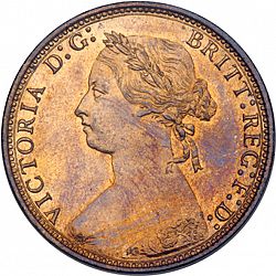 Large Obverse for Halfpenny 1875 coin