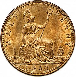 Large Reverse for Halfpenny 1860 coin
