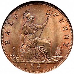 Large Reverse for Halfpenny 1861 coin