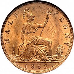 Large Reverse for Halfpenny 1862 coin