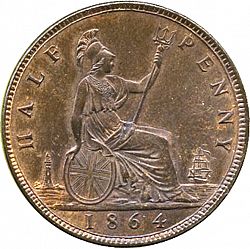 Large Reverse for Halfpenny 1864 coin