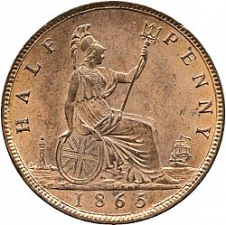 Large Reverse for Halfpenny 1865 coin