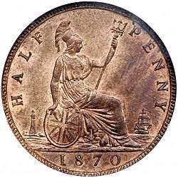 Large Reverse for Halfpenny 1870 coin