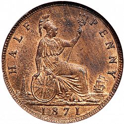 Large Reverse for Halfpenny 1871 coin