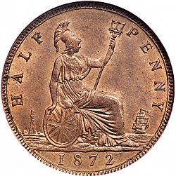 Large Reverse for Halfpenny 1872 coin