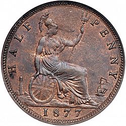 Large Reverse for Halfpenny 1877 coin