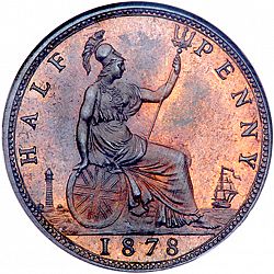 Large Reverse for Halfpenny 1878 coin