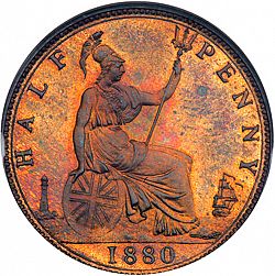 Large Reverse for Halfpenny 1880 coin